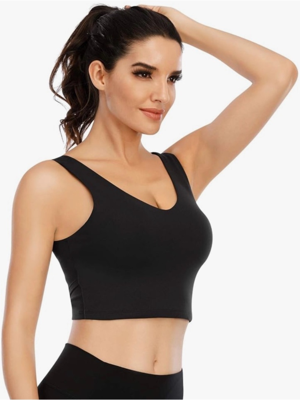 NEW Black Sculpting Sports Bra Workout Top Medium – Stretchy & Flattering - Picture 1 of 5
